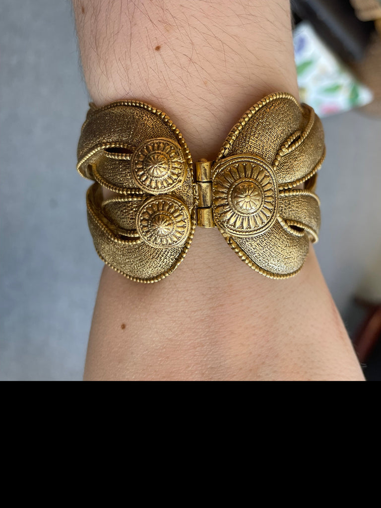 Elizabeth Cole Heavy Gold Tone Textured Braided Brass Bracelet