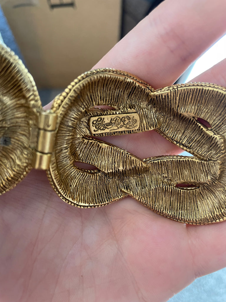Elizabeth Cole Heavy Gold Tone Textured Braided Brass Bracelet