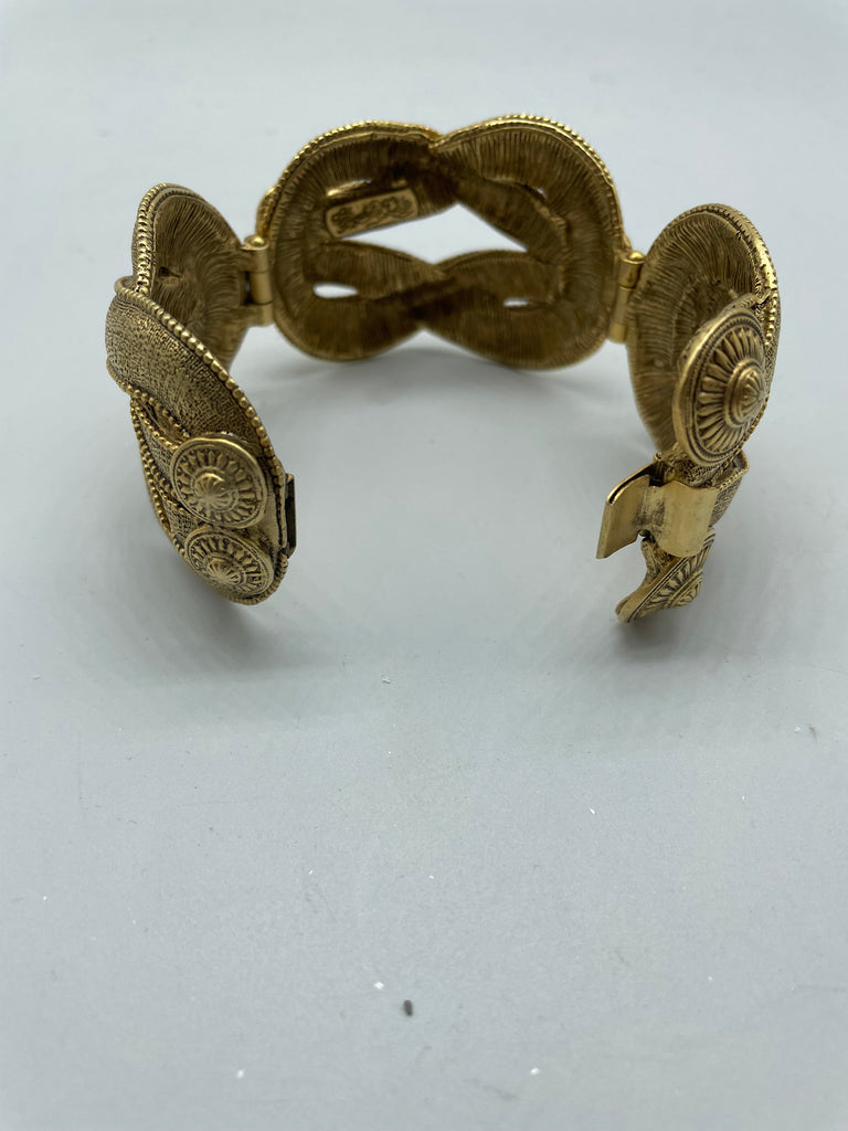 Elizabeth Cole Heavy Gold Tone Textured Braided Brass Bracelet