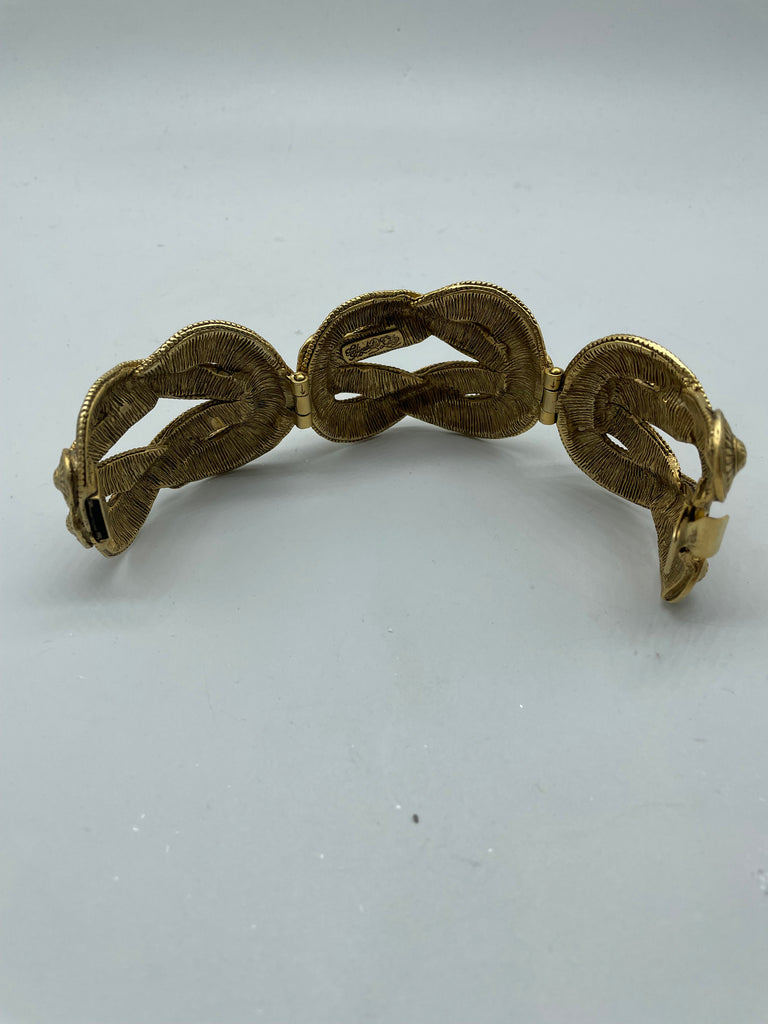 Elizabeth Cole Heavy Gold Tone Textured Braided Brass Bracelet