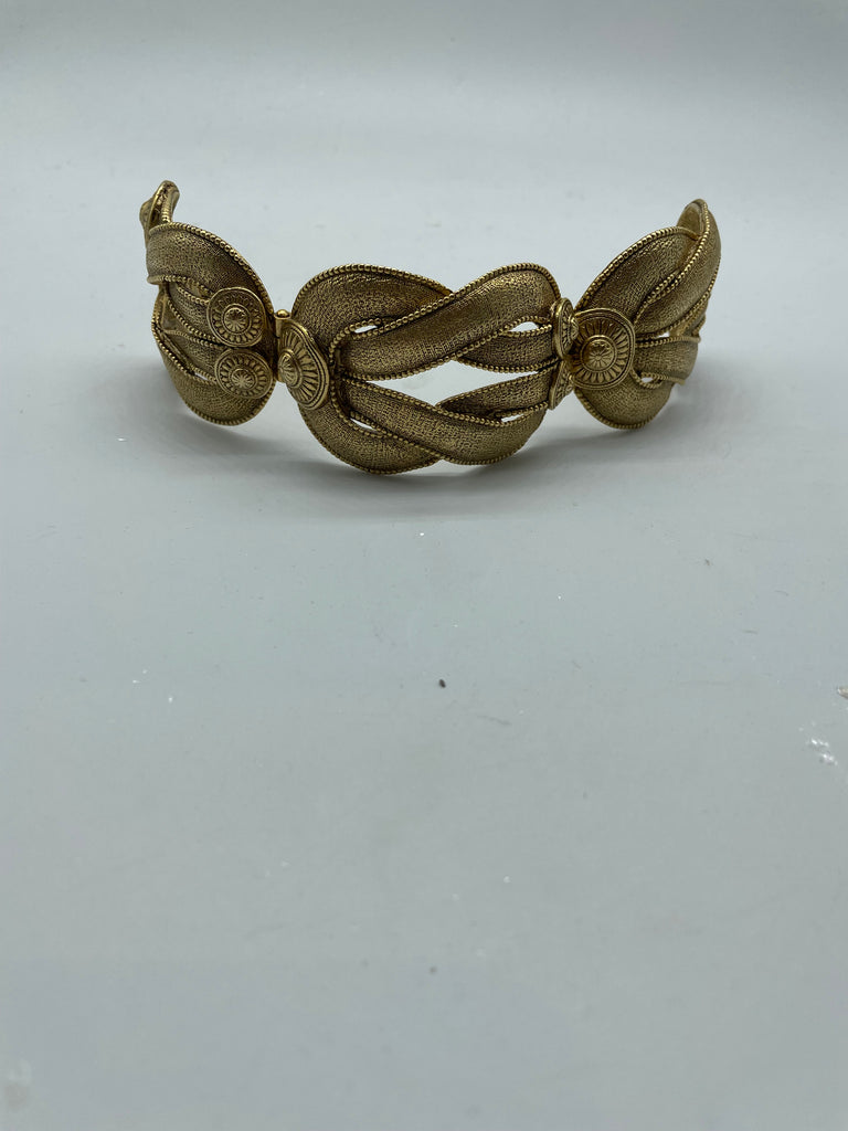 Elizabeth Cole Heavy Gold Tone Textured Braided Brass Bracelet