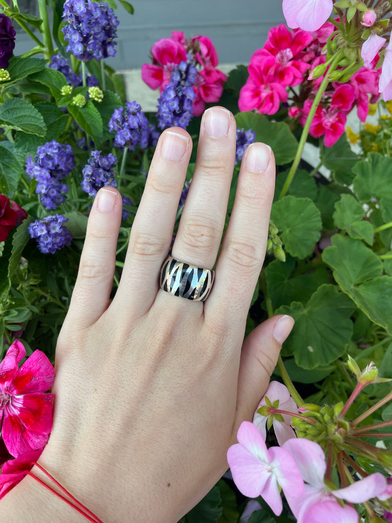 Sterling Silver Black Enamel Ring Made in Italy