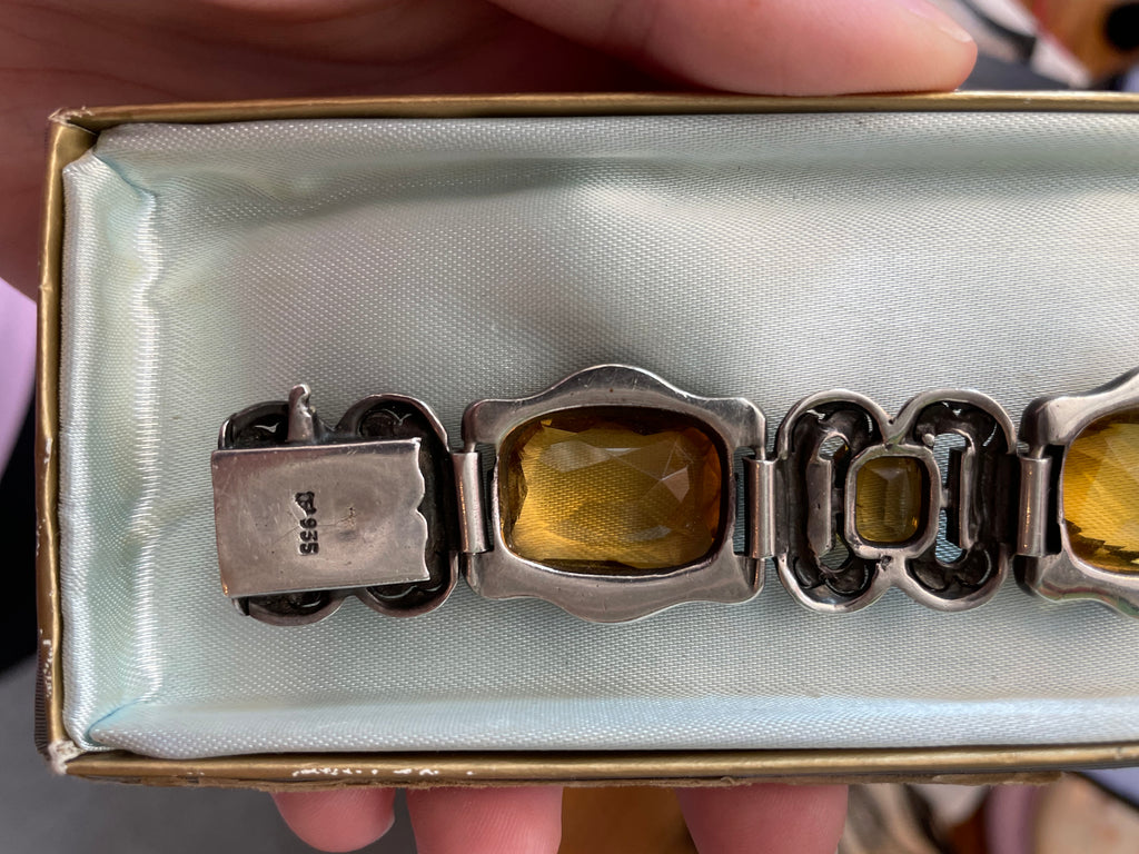 Vintage Art Deco Sterling,Marcasite and Citrine Bracelet