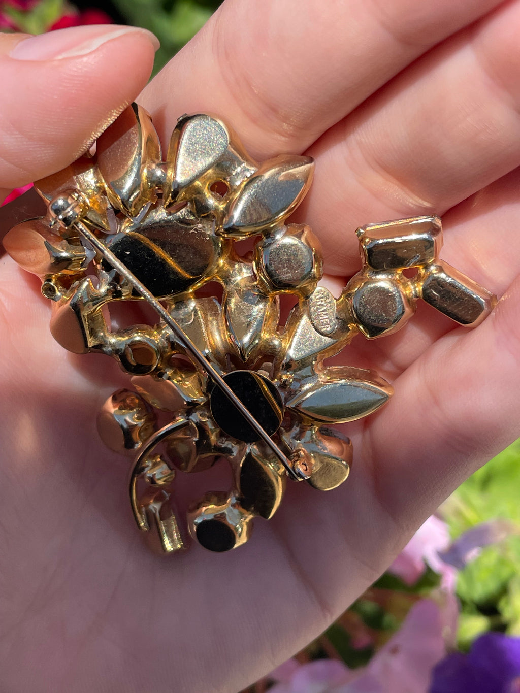 Pink Rhinestone 1950s Kramer Pin / Brooch