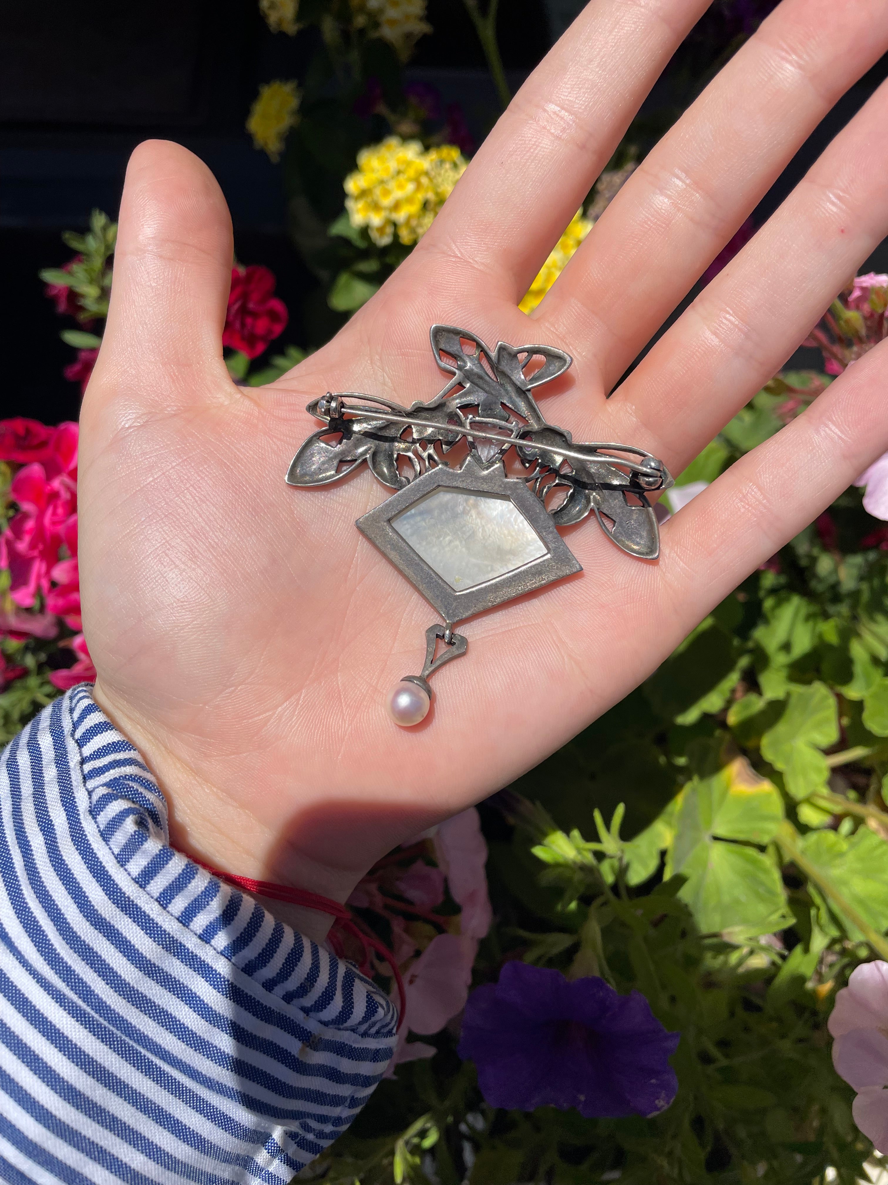 Sterling double dragonfly marcasite Pin / Brooch with blue topaz,amethyst and mother of pearl