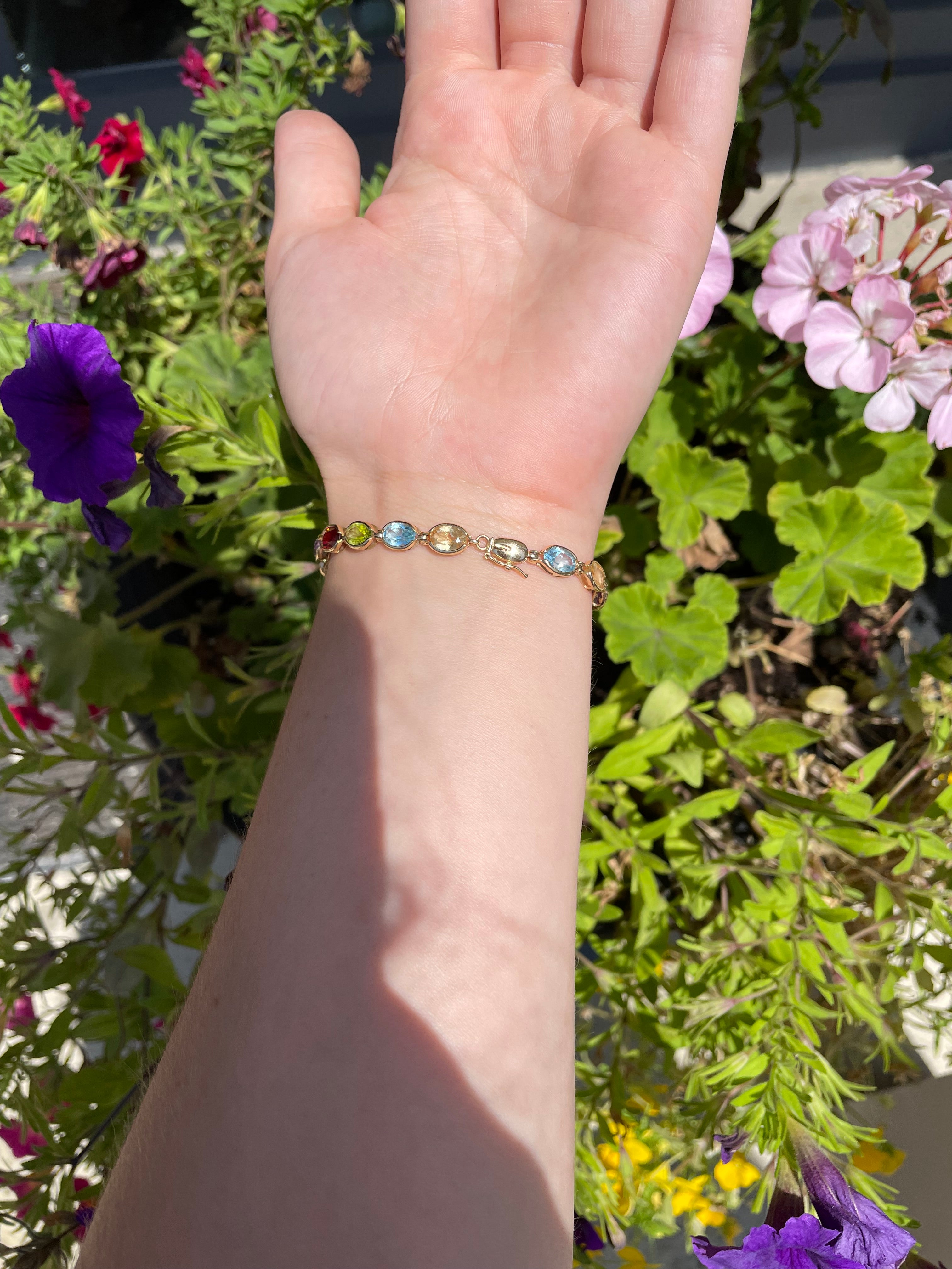 Genuine 14k Multi Semi Precious Stone Bracelet