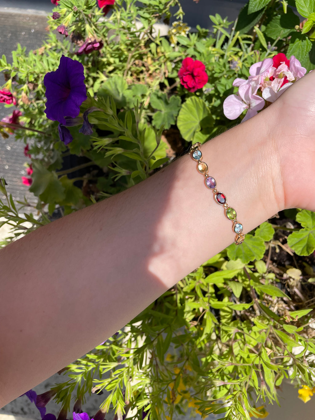 genuine 14k multi semi precious stone bracelet 