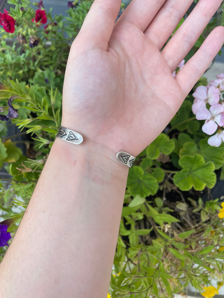 Navajo Sterling Cuff with Turquoise center stone -1970's