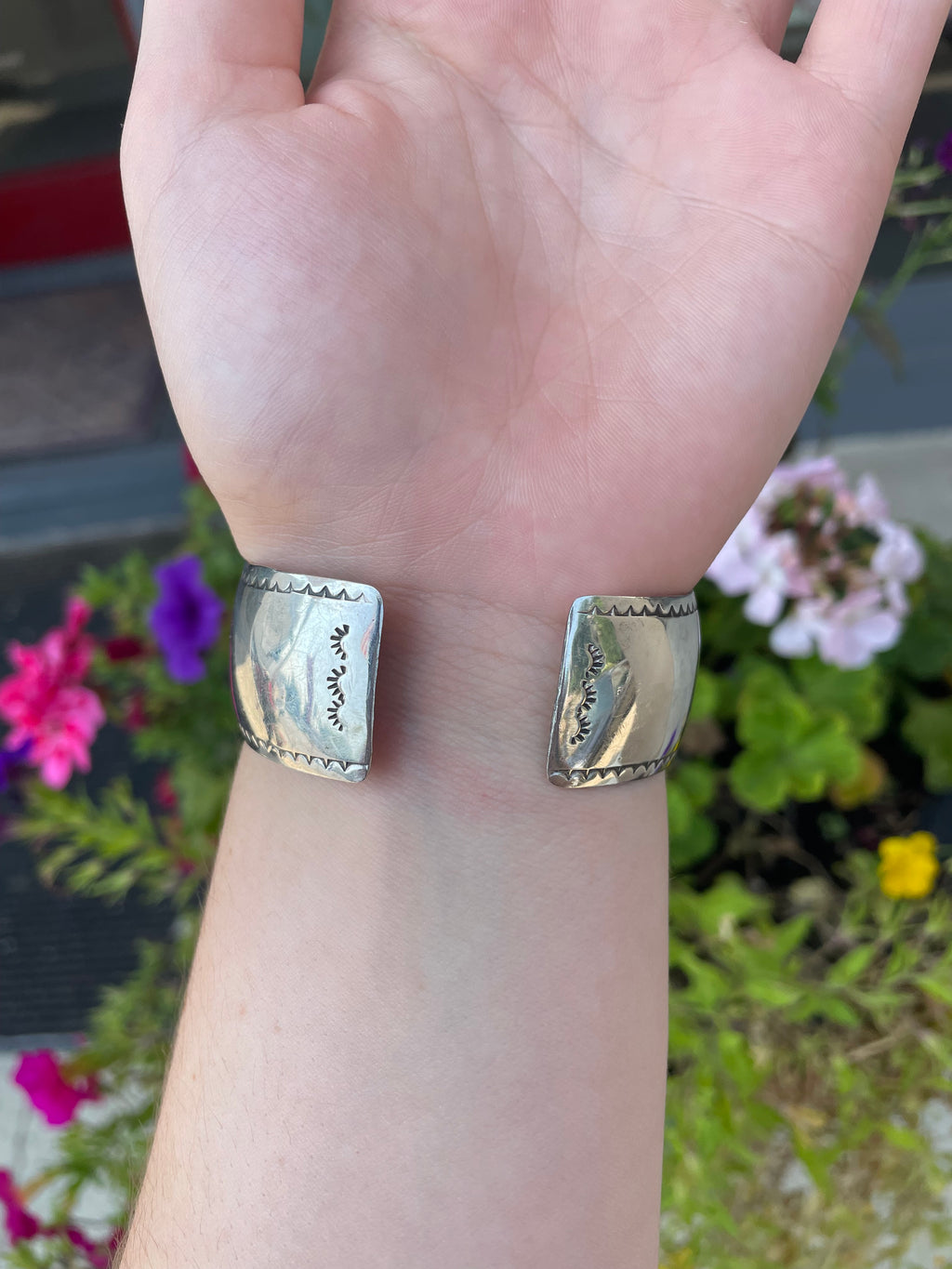 Vintage  70's Sterling Inlaid Navajo Cuff