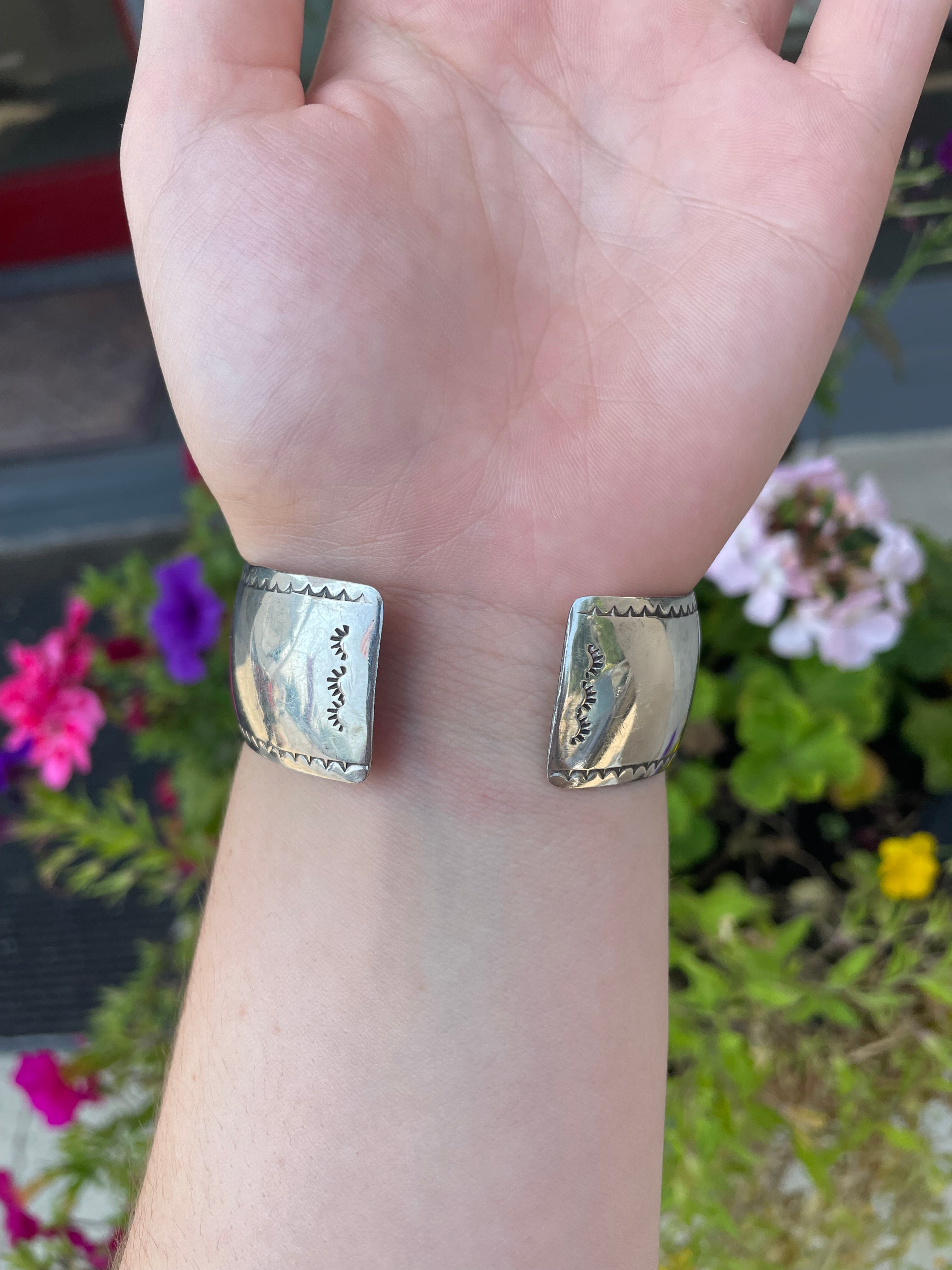 Vintage  70's Sterling Inlaid Navajo Cuff