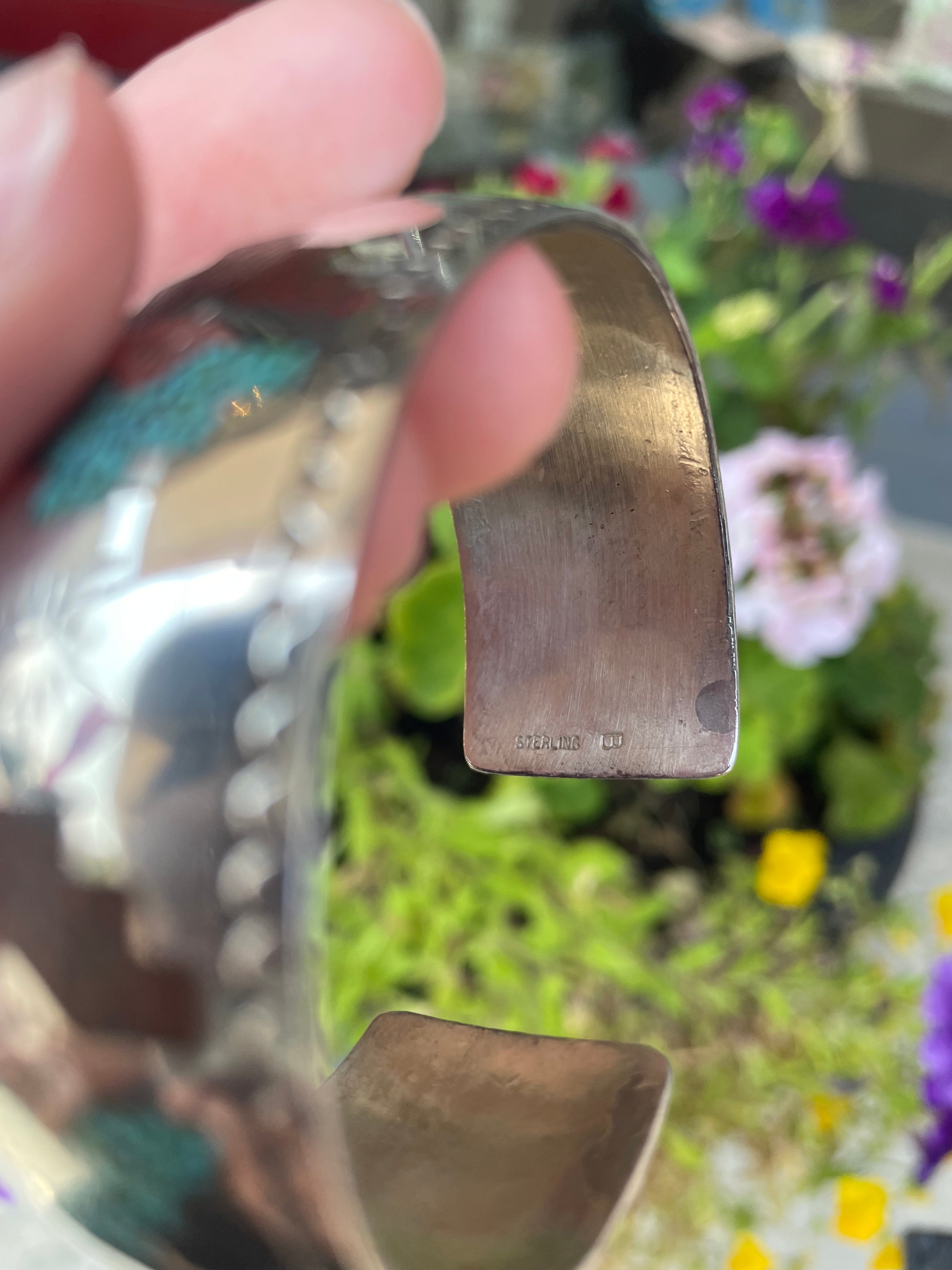 Vintage  70's Sterling Inlaid Navajo Cuff