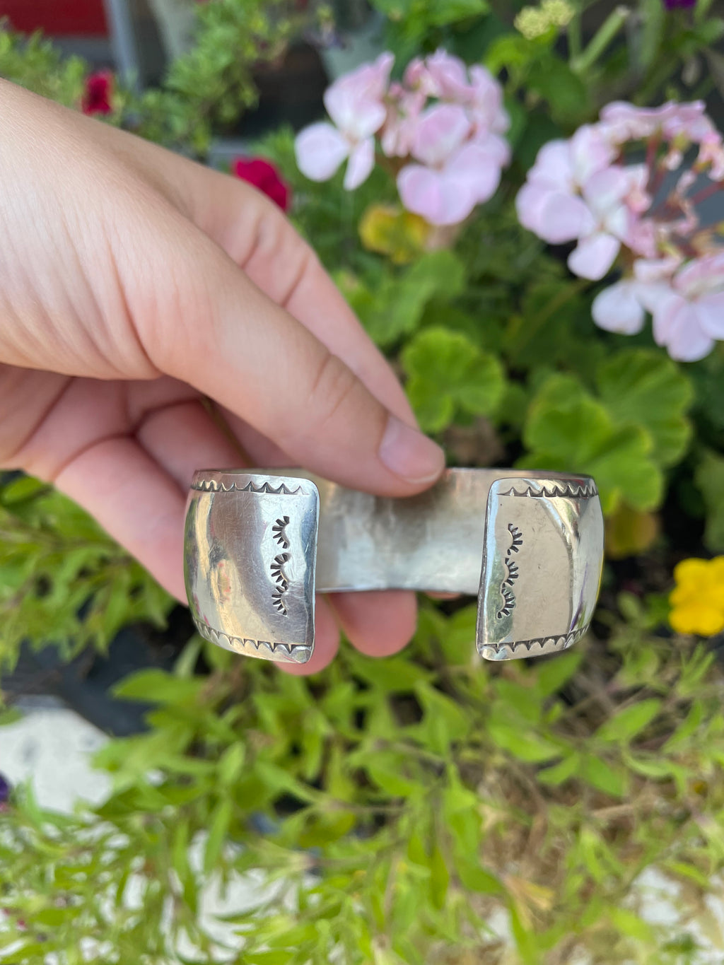 Vintage  70's Sterling Inlaid Navajo Cuff