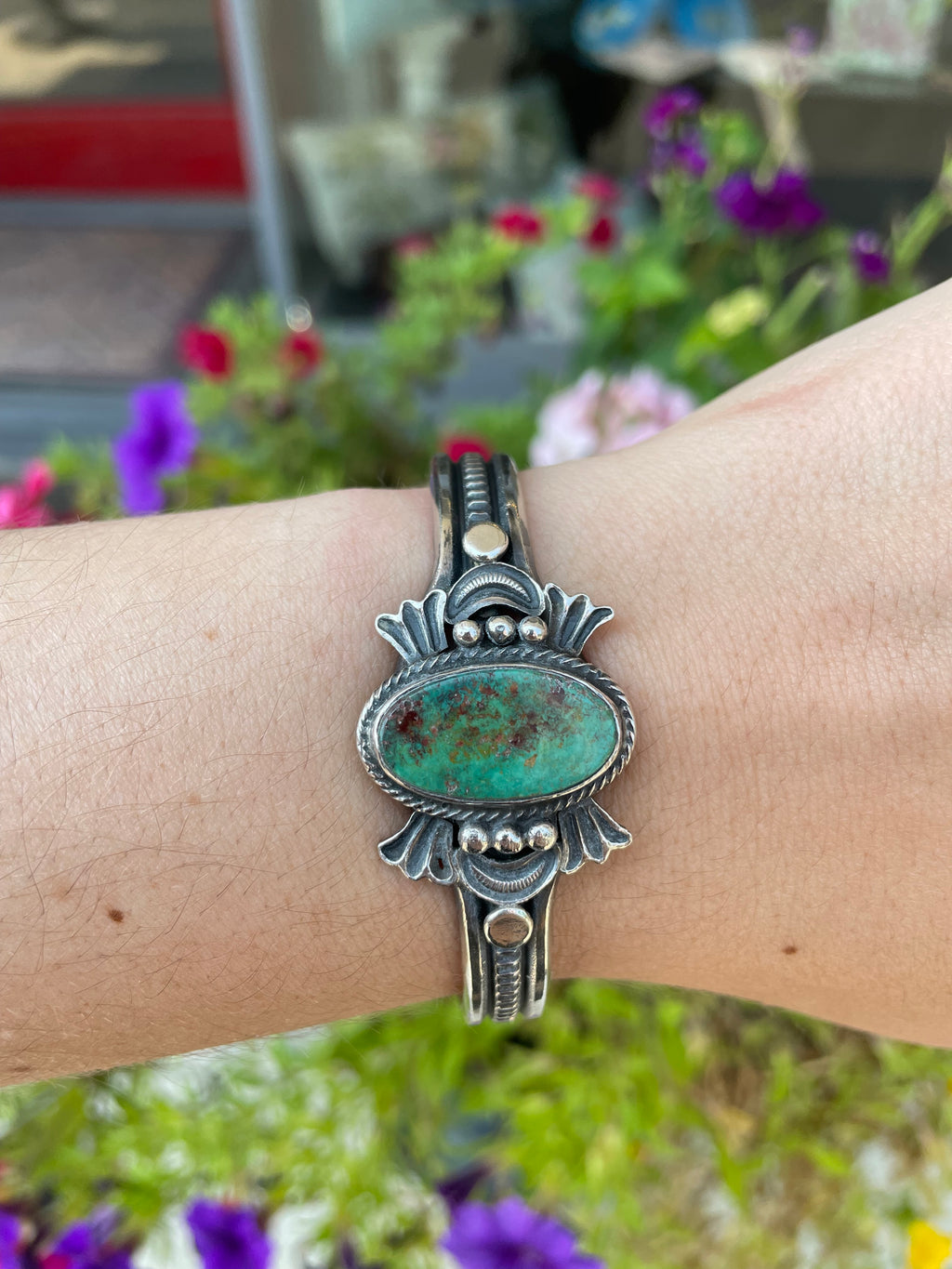 Sterling Turquoise 70s Navajo Bracelet
