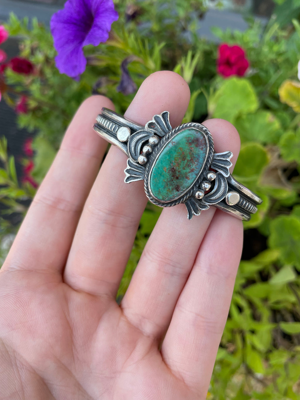 Sterling Turquoise 70s Navajo Bracelet