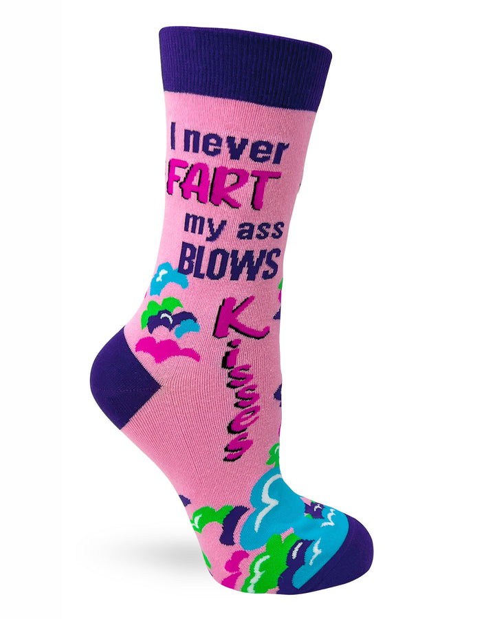 I Never Fart My Ass Blows Kisses - Women's Novelty Crew Socks