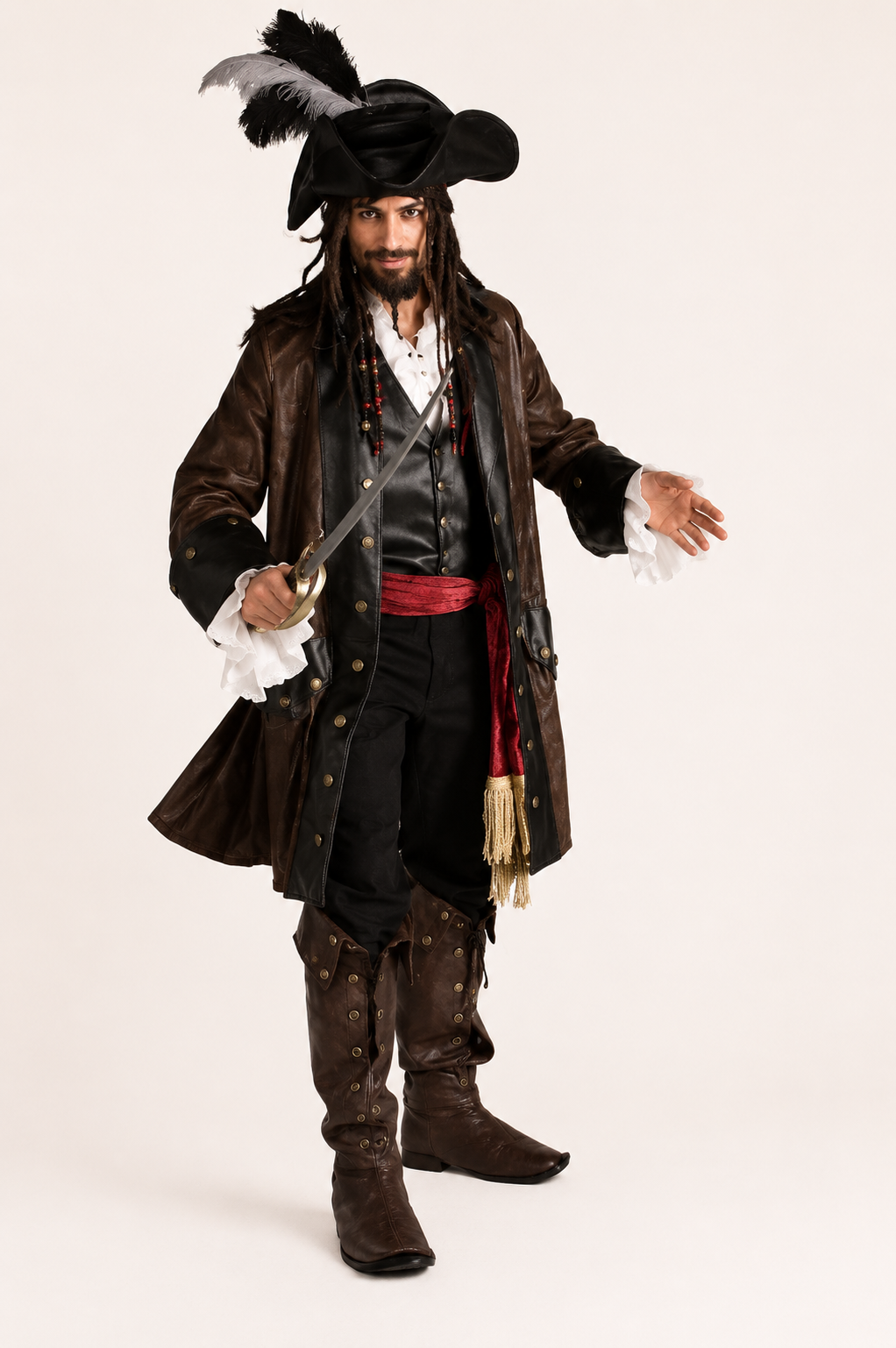 Jack Sparrow, Johnny Depp Pirates of the Caribbean Men's Brown Costume Rental