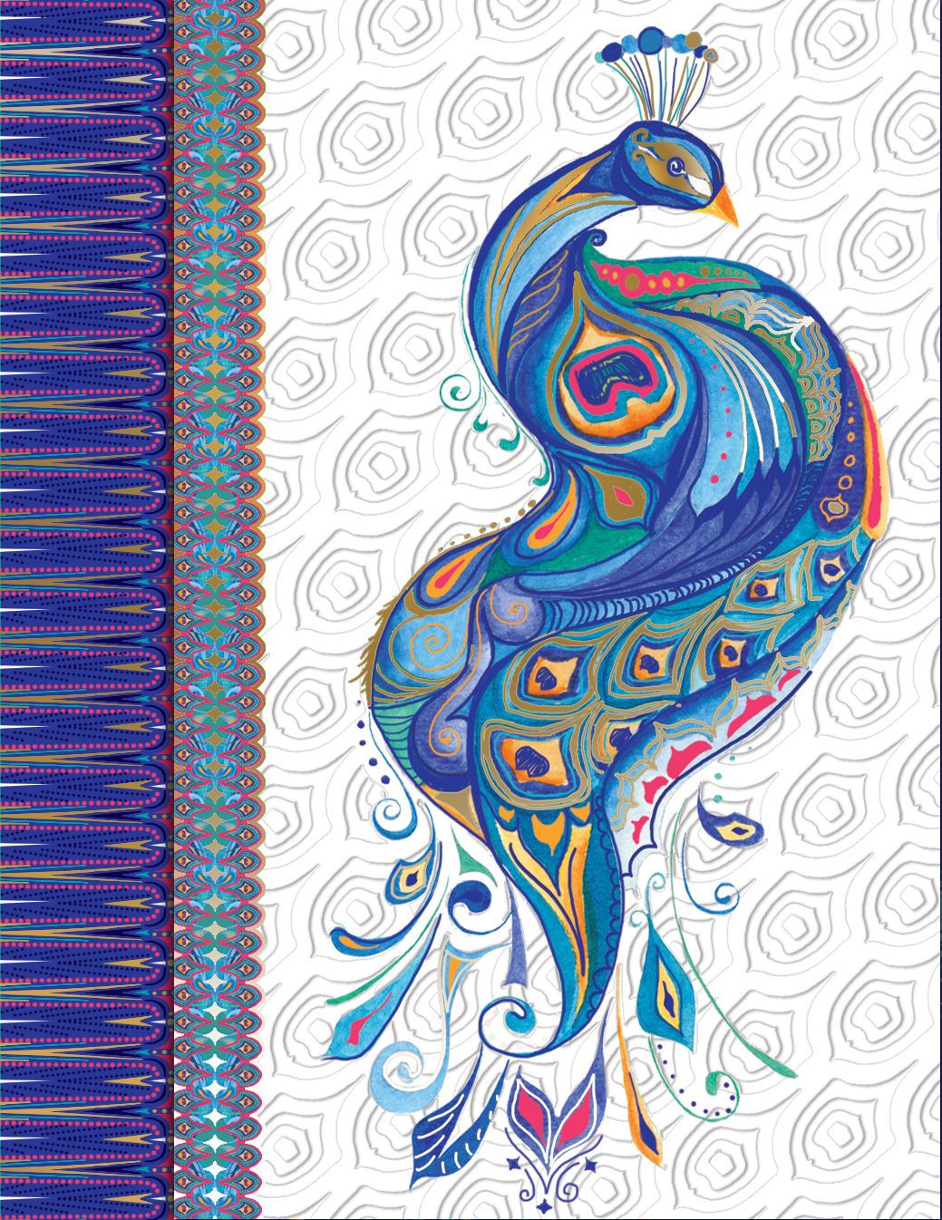 Blue Peacock Note Pad with Pen