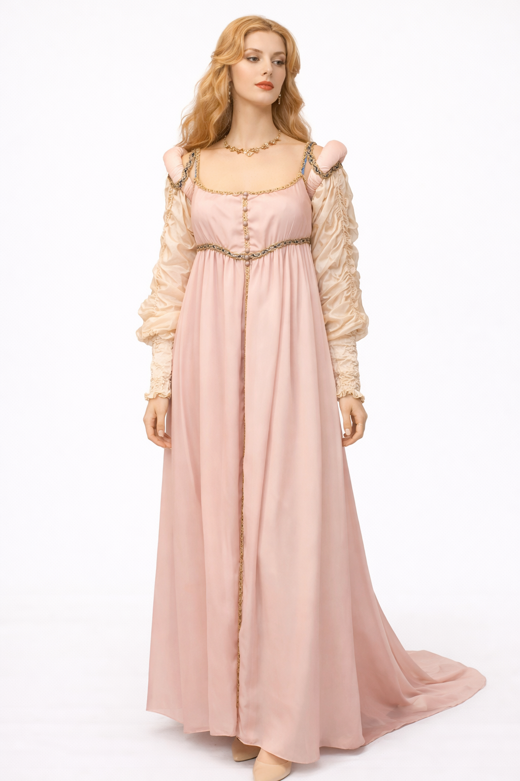 Juliette Pink Silk Chiffon Gown Costume Rental