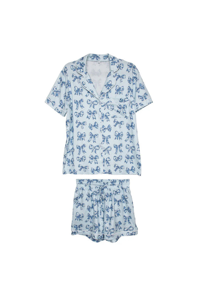 KatyDid Blue Toile Coquette Bows PJ Set image