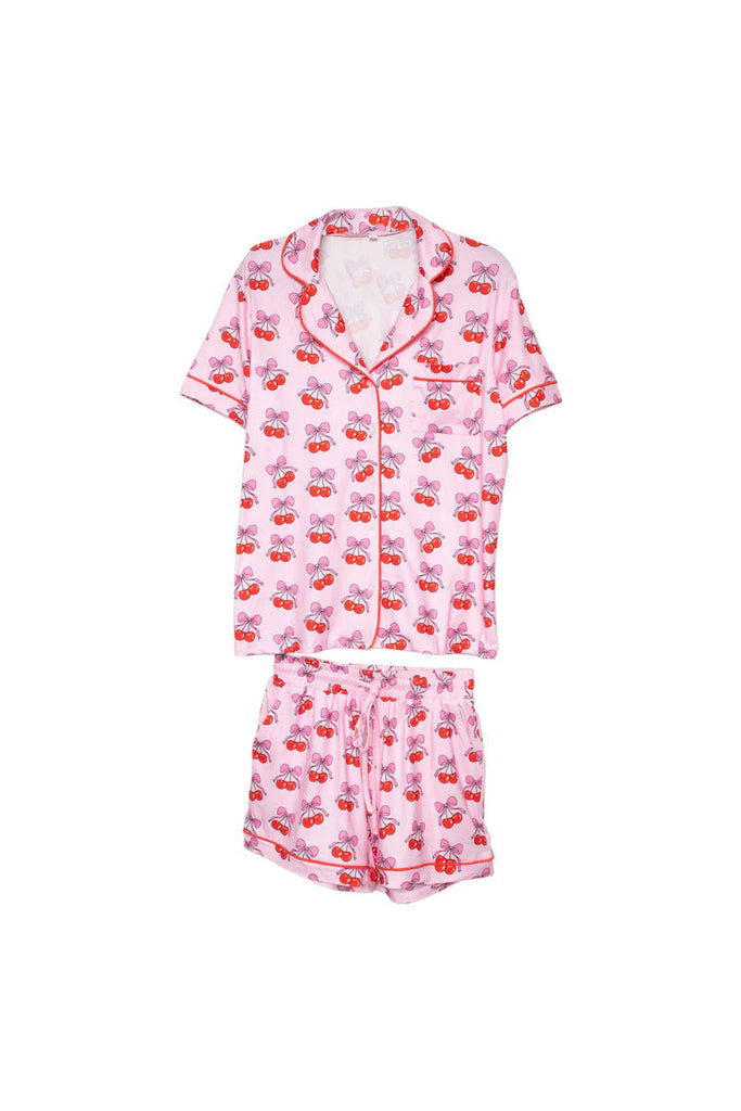 KatyDid Cherry Bow Repeat Two Piece Loungewear / PJ Set image