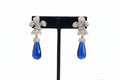 Kenneth J Lane Rhinestone with Sapphire Blue Glass Drop Earrings