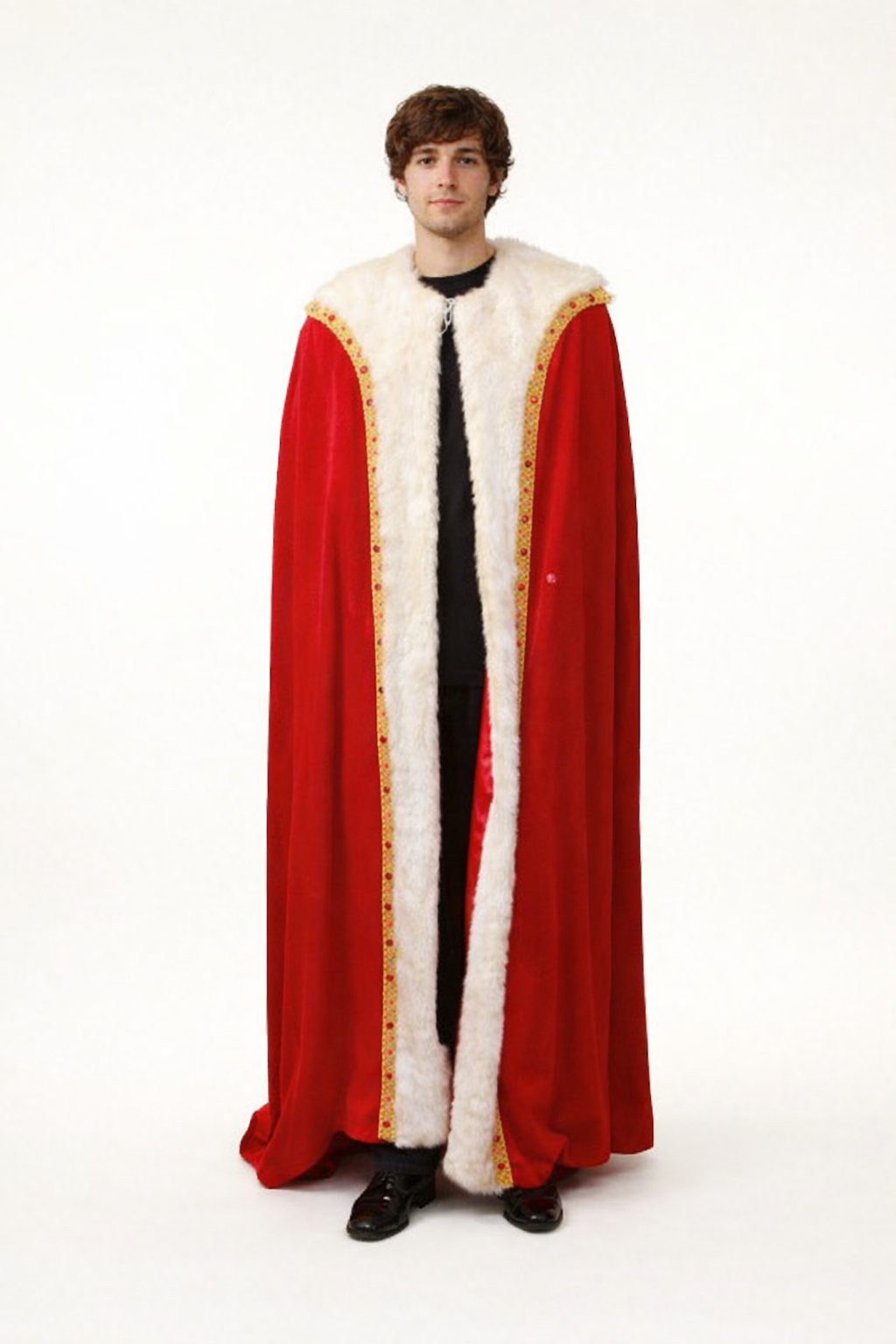 King's Coronation Red Velvet Cape, Men's Costume Rental