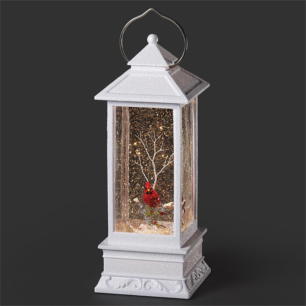 11"H Lighted Swirl Lantern Cardinal on Branch