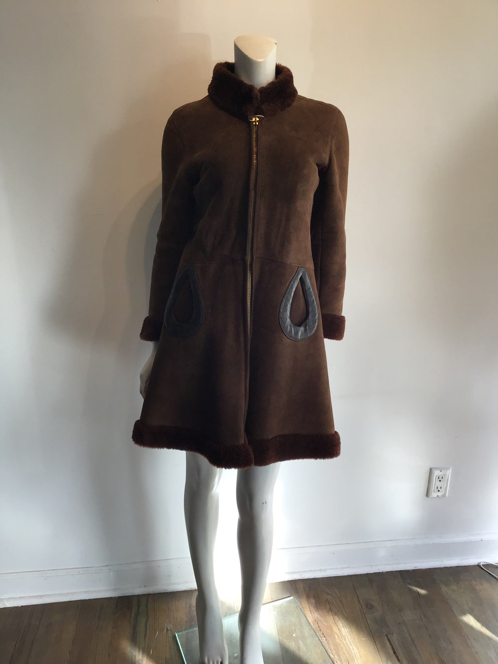 Late 1960s Pierre Cardin Brown Suede Coat Size 6