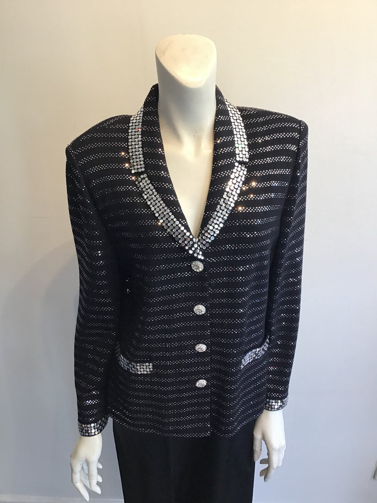 black and rhinestone St John 80s jacket 