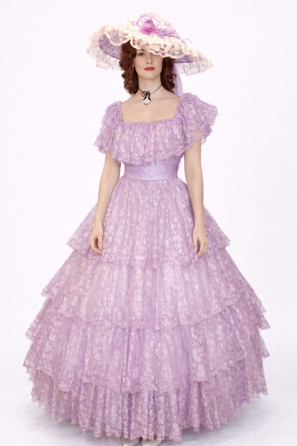 Lavender Pink Lace Southern Gown, Women's Costume Rental