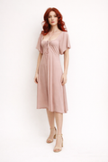 Light Mauve Pink Vintage Dress, 1970's Women's Costume Rental