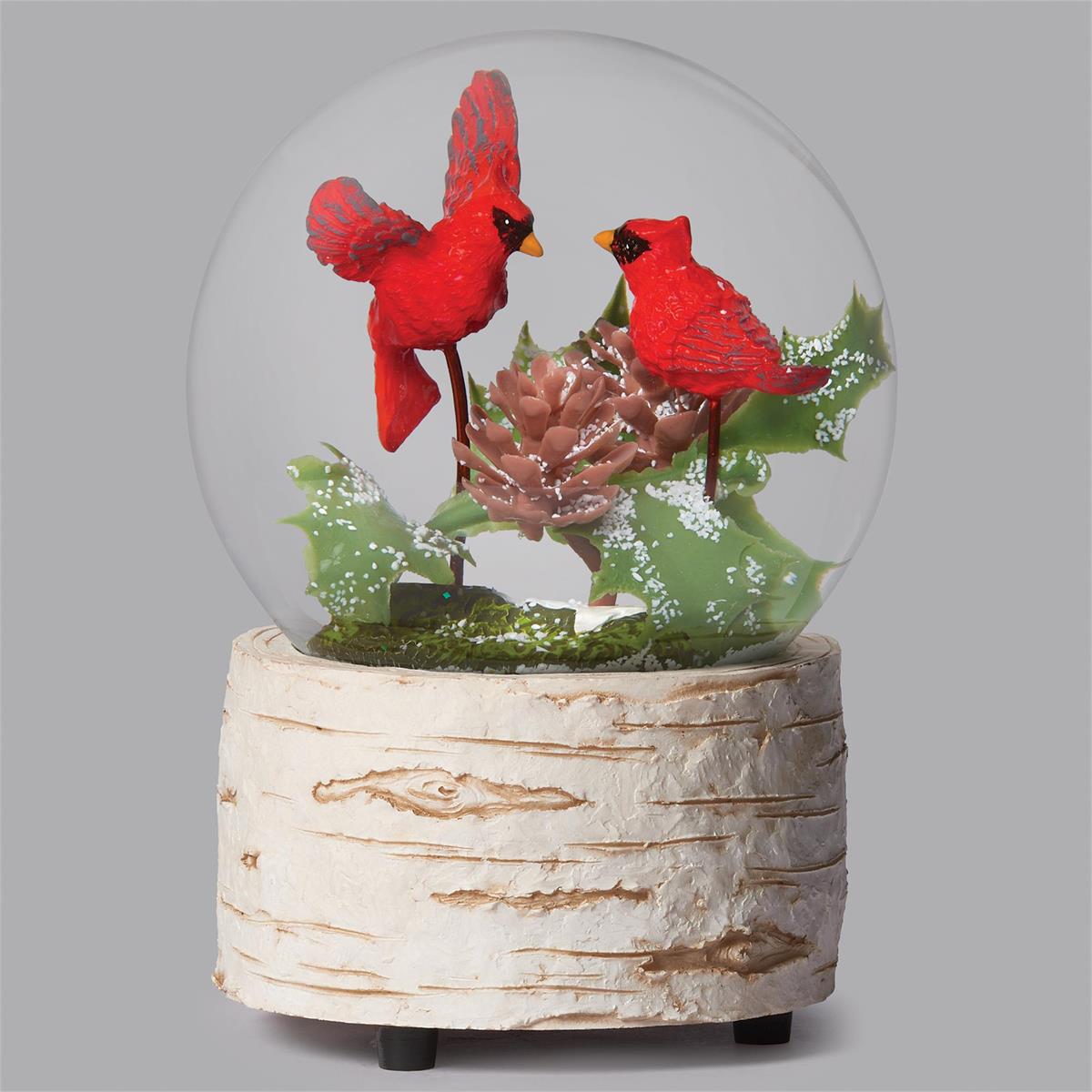 MUSICAL TWO CARDINALS ON BRANCH DOME