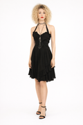 Madonna - Borderline Black Cotton Dress - 1980's Women's Costume Rental