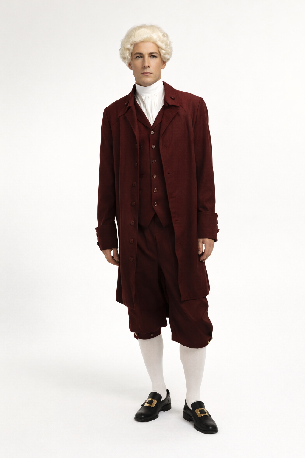 Maroon Colonial Suit, 18th Century Men's Costume Rental