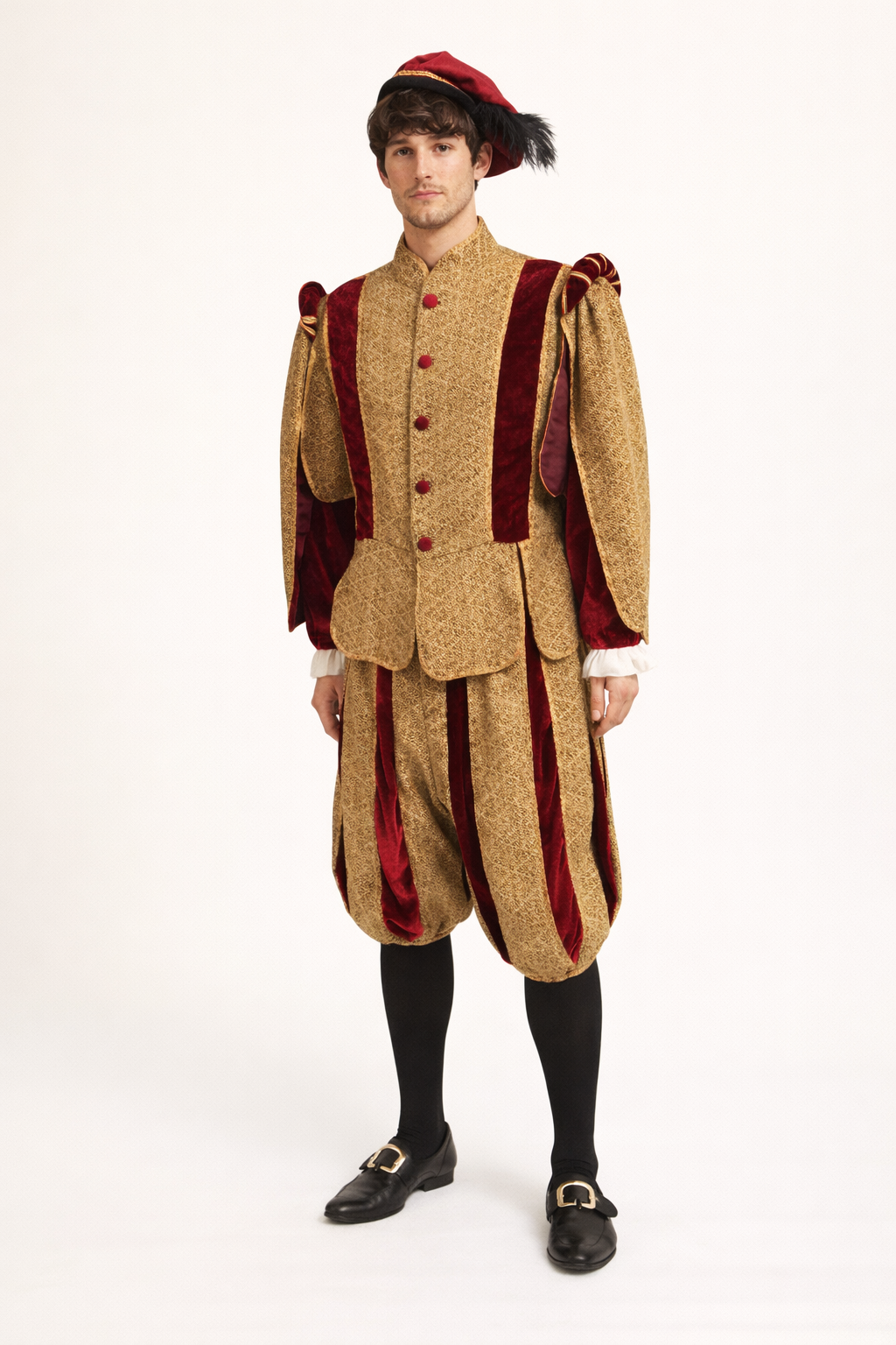 Medieval Duke Gold & Burgundy, Men's Costume Rental