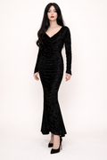 Morticia Adams Costume Black Velvet Dress - Women's Horror Rental