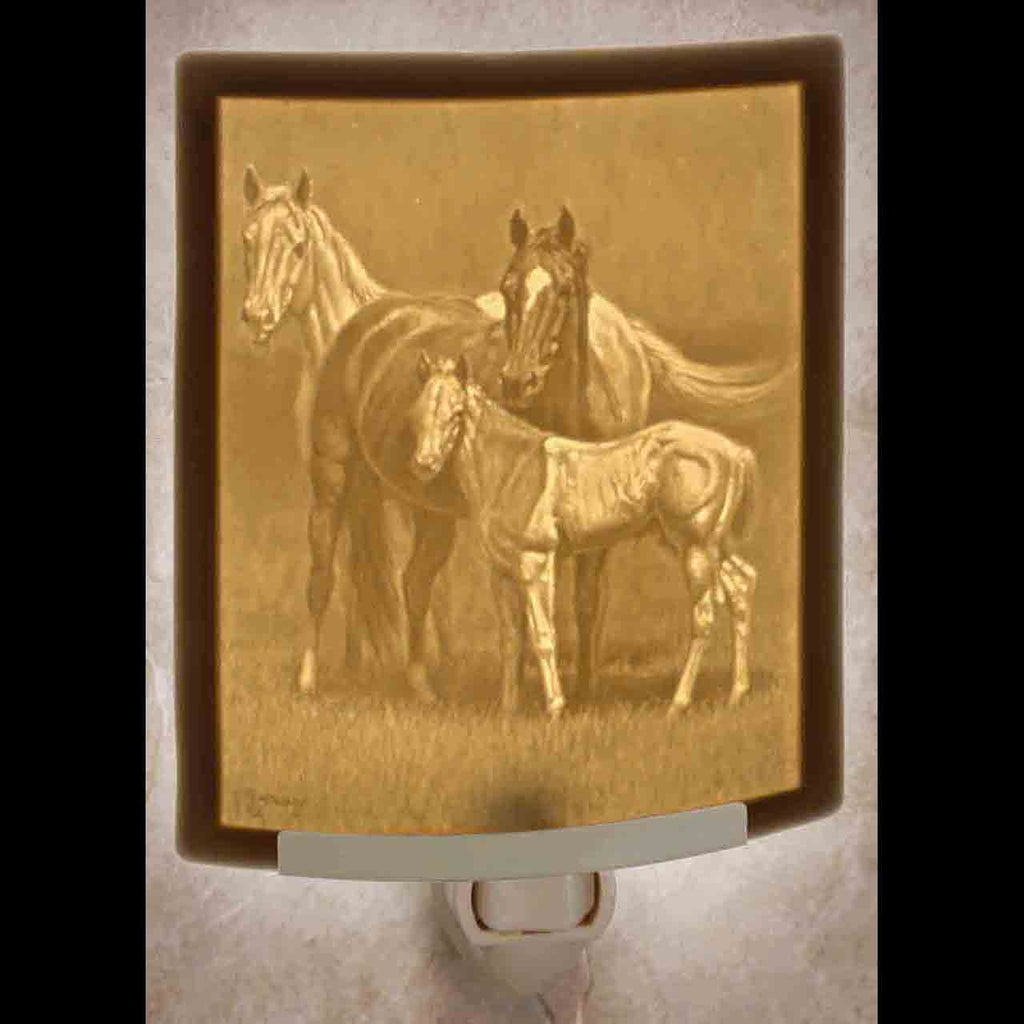 horse family porcelain nightlight