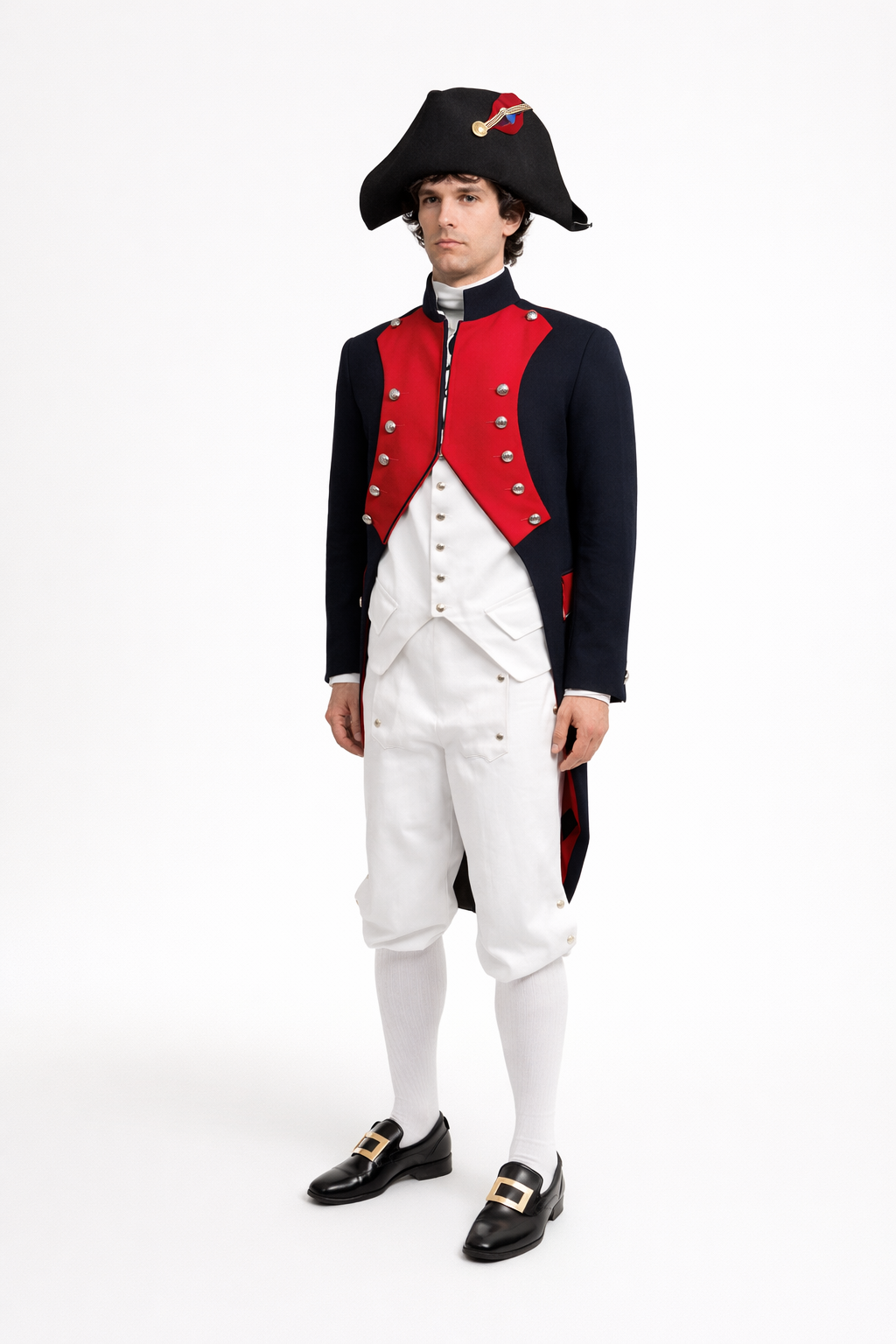 Napoleon Navy Blue & Red Jacket, 18th Century Men's Costume Rental