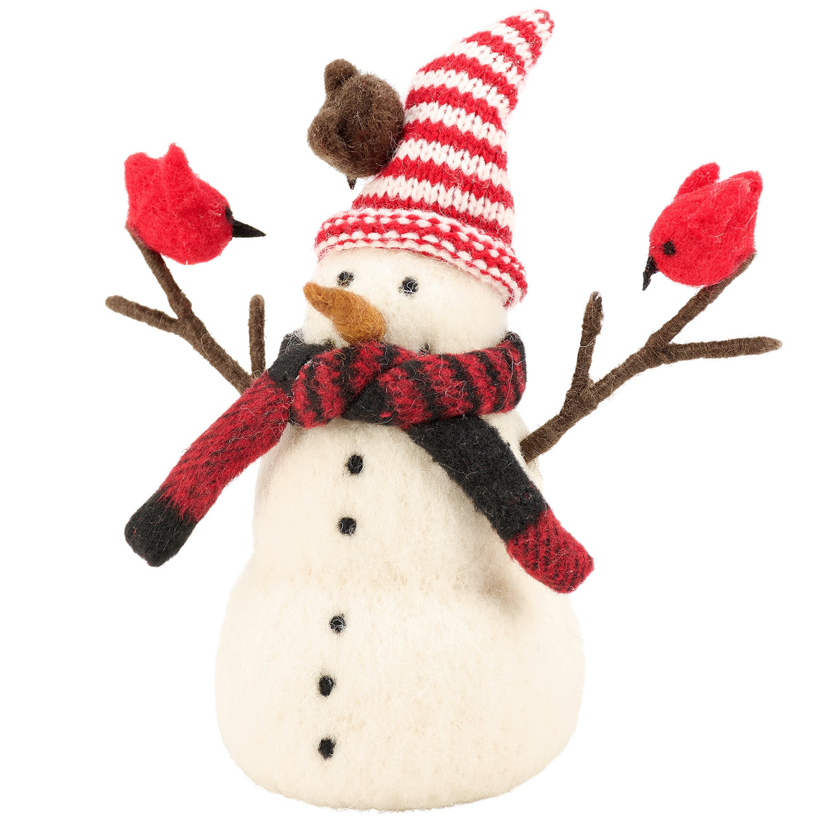 Nature Snowman Critter with Cardinals