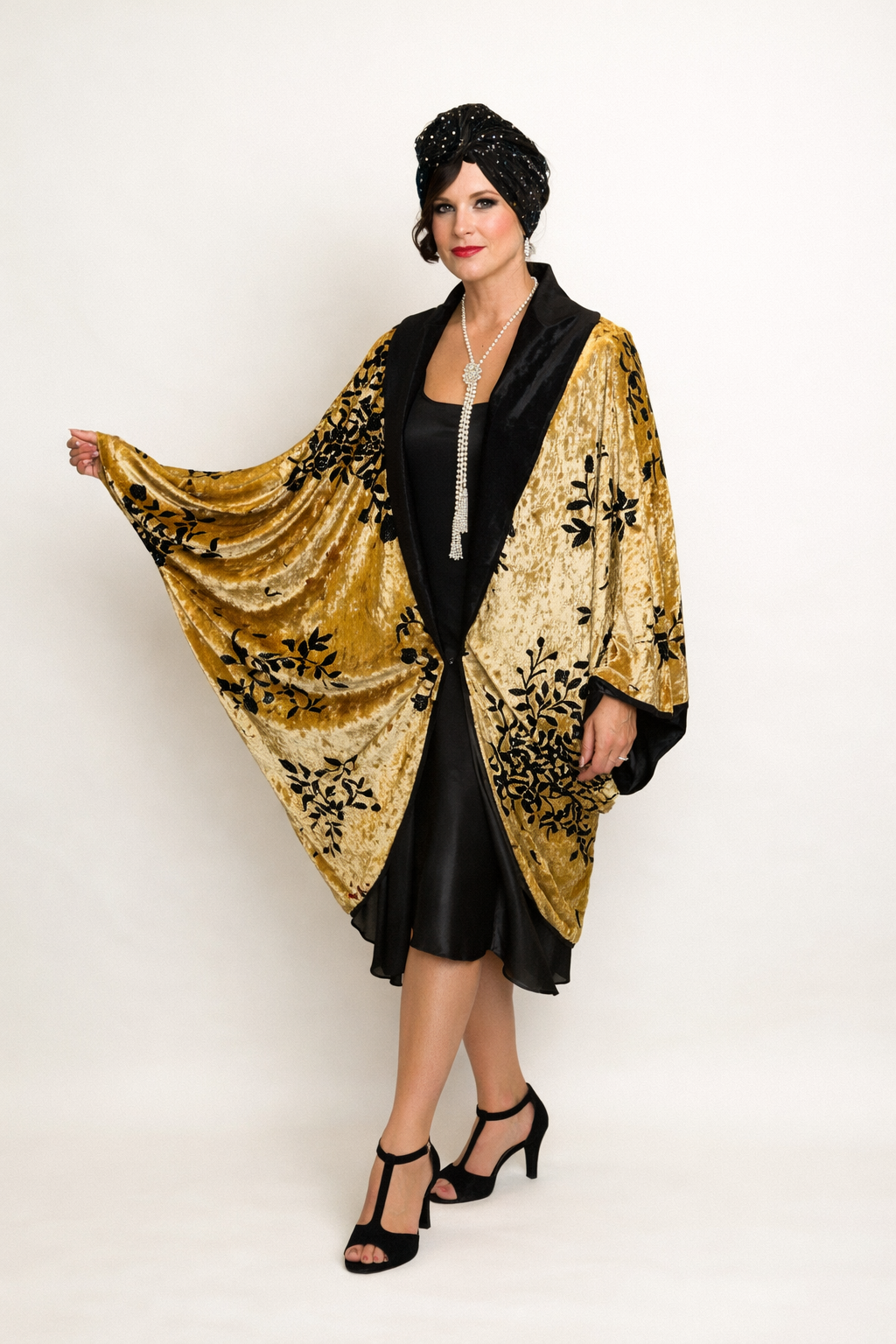 Norma Desmond Gold Velvet Cocoon Coat 1920's, Women's Costume Rental