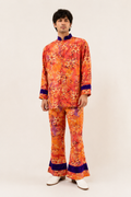 Orange Starburst Nehru Suit, 1960's Men's Rental