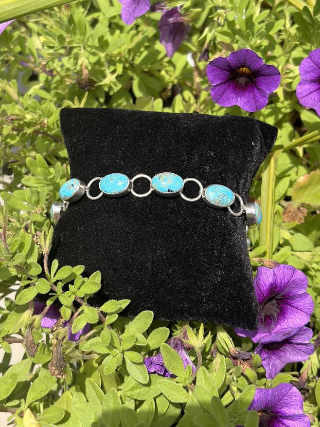 Bracelet Oval Turquoise and Sterling 