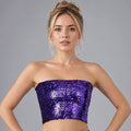 Purple Strapless Sequin Crop Tube Top