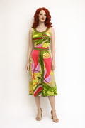 Pucci Style Multicolor Green & Pink Dress 1970's Women's Costume Rental
