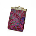 Purple Brocade Peacock Card Holder w/ Rfid Protection Card Case, Card Wallet