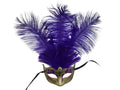 Purple Gold Venetian Mask With Feathers