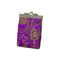 Purple Peony Floral Brocade Card Holder with Rfid Protection