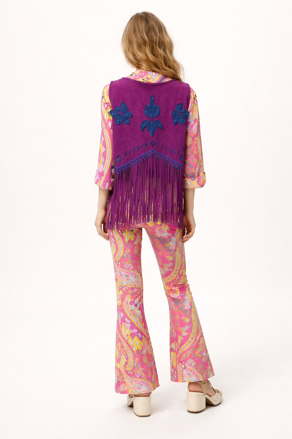 Purple Suede Hippie Vest, 1960's Women's Costume Rental