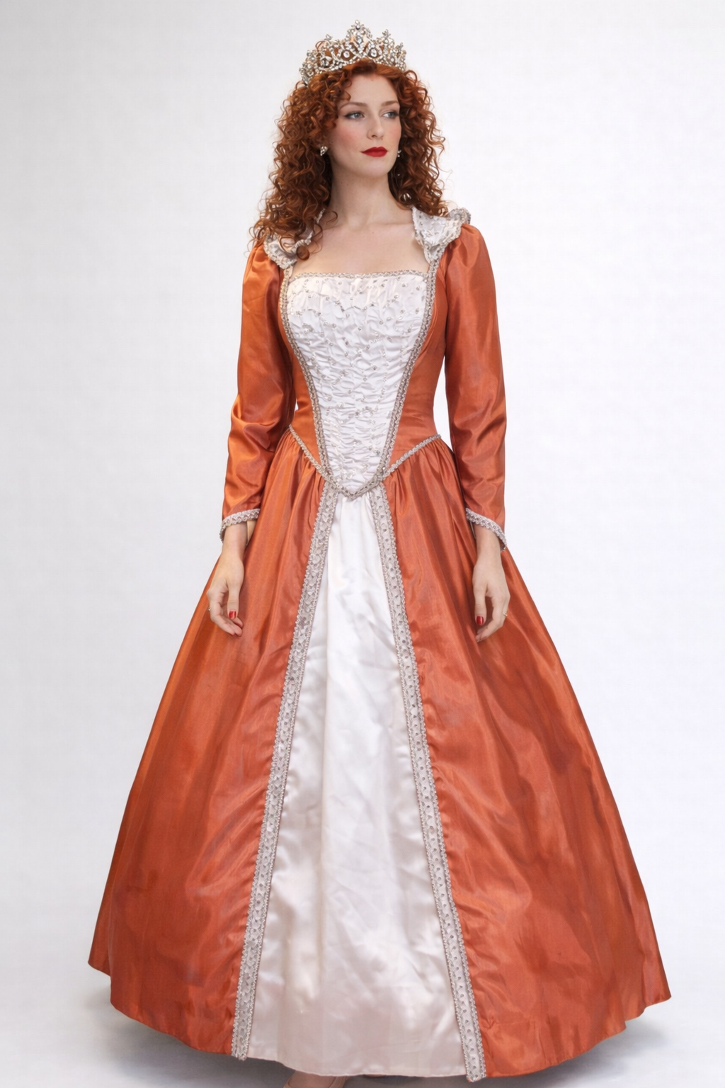 Queen Elizabeth Renaissance Apricot Gown Costume Rental