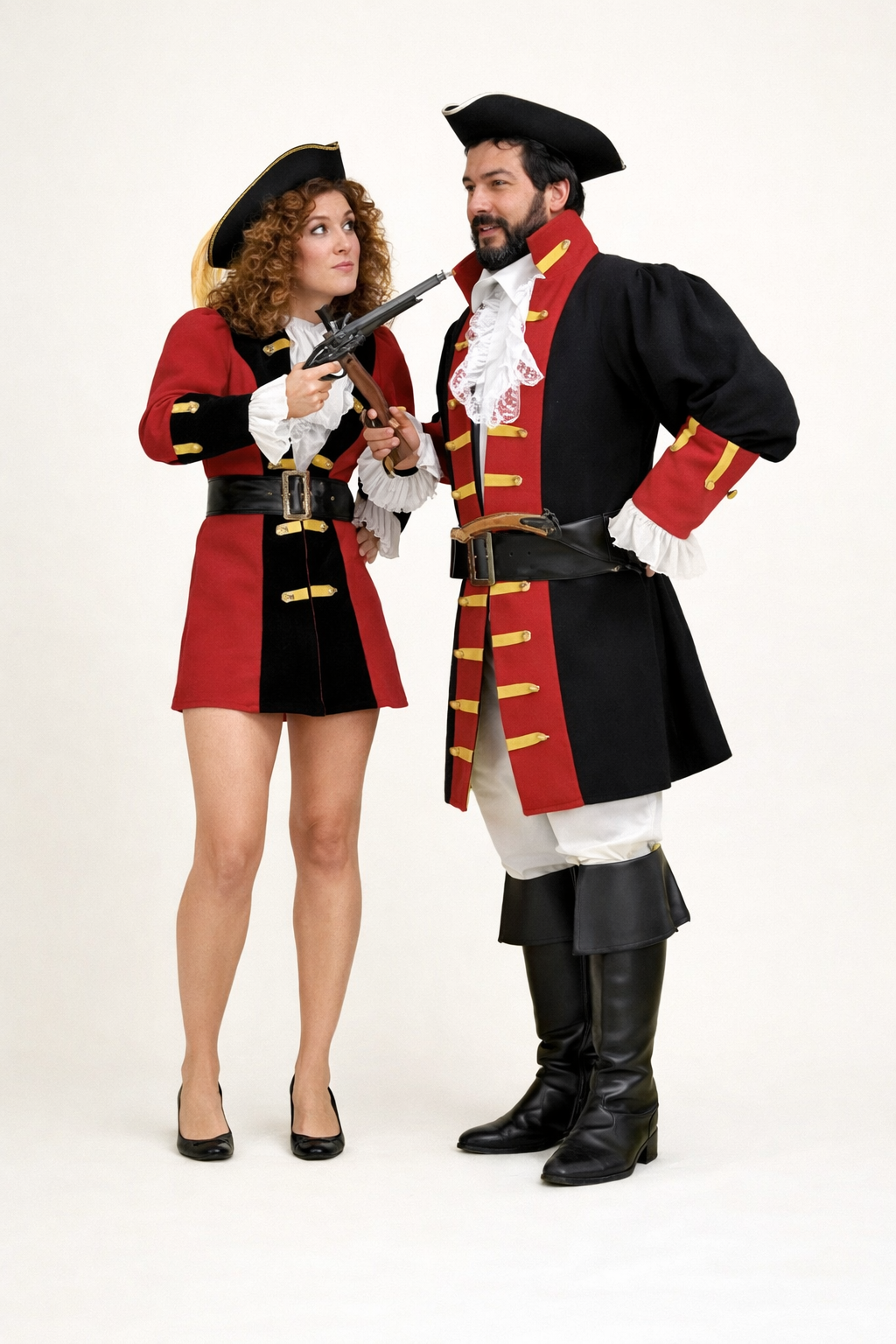 Red and Black Pirate Lady Costume for Women’s Adventure Costume Rental